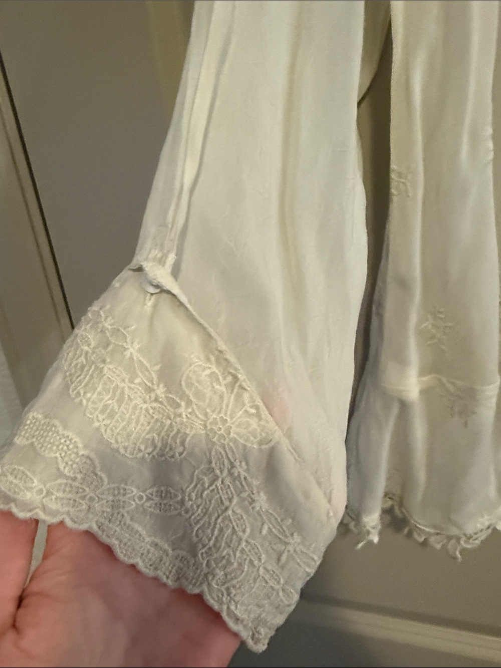 Johnny Was Cream Embroidered V-Neck Peasant Blouse - Picture 3 of 8